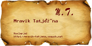 Mravik Tatjána névjegykártya
